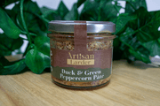 Artisan Larder, French Duck and Green peppercorn Pates on a charcuterie board