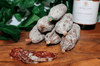 Pack of 6 Saucissson sec, aged French Salami, on a chopping board